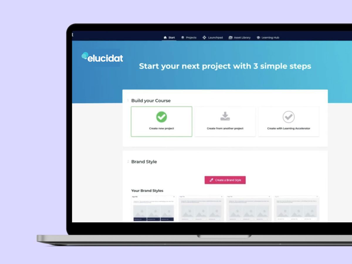 Elucidat e-learning authoring platform interface